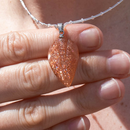 Sunstone Leaf Necklace