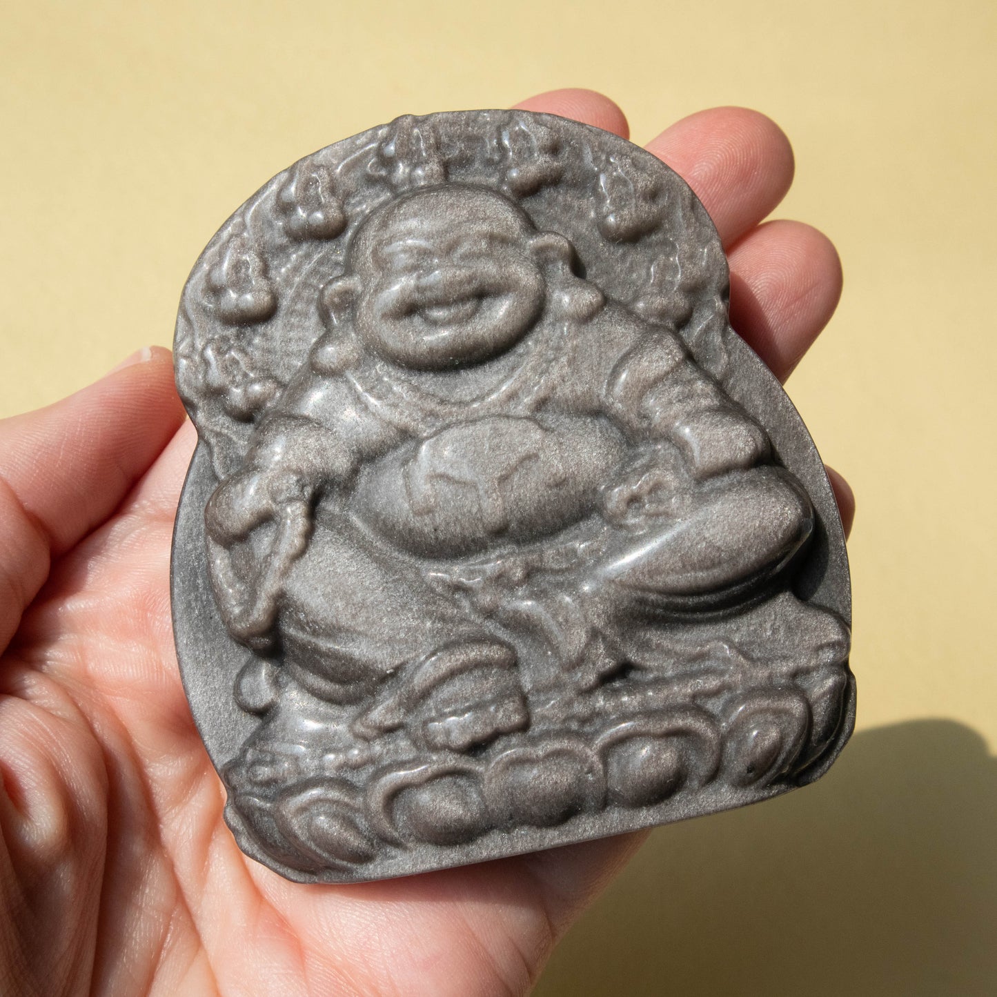 Silver Sheen Obsidian Buddha