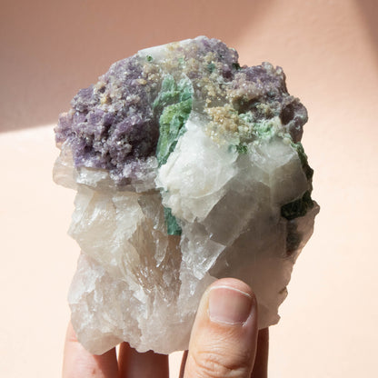 Green Tourmaline & Lepidolite in Matrix