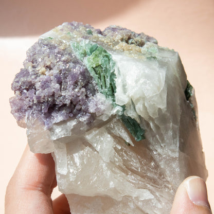 Green Tourmaline & Lepidolite in Matrix