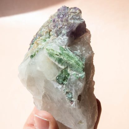 Green Tourmaline & Lepidolite in Matrix