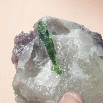 Green Tourmaline & Lepidolite in Matrix