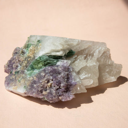 Green Tourmaline & Lepidolite in Matrix