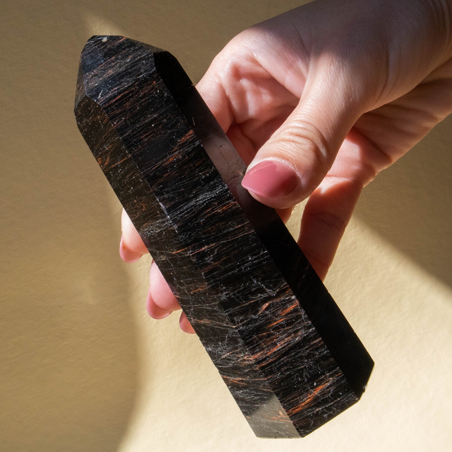 Black Tourmaline with Inclusions Tower – Kailua Crystals