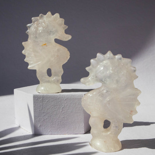 Clear Quartz Seahorse 4"