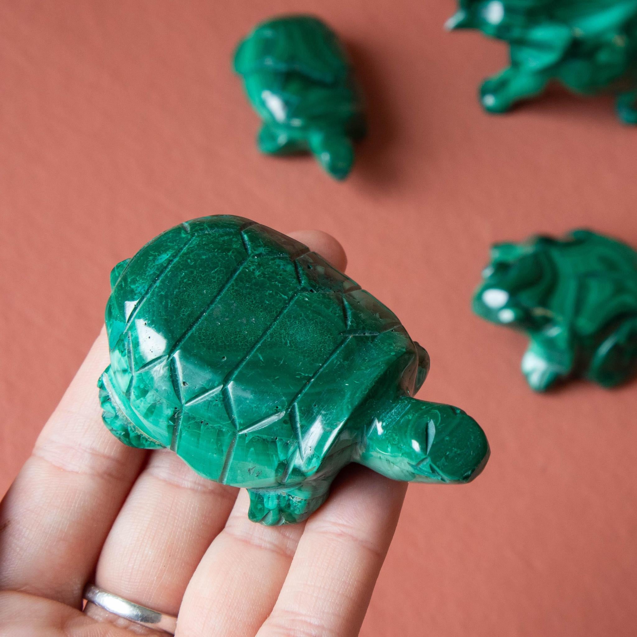 MALACHITE Crystal Turtle - Crystal Carving, Housewarming Gift, Home Decor, Healing outlet Crystals and Stones, 40069