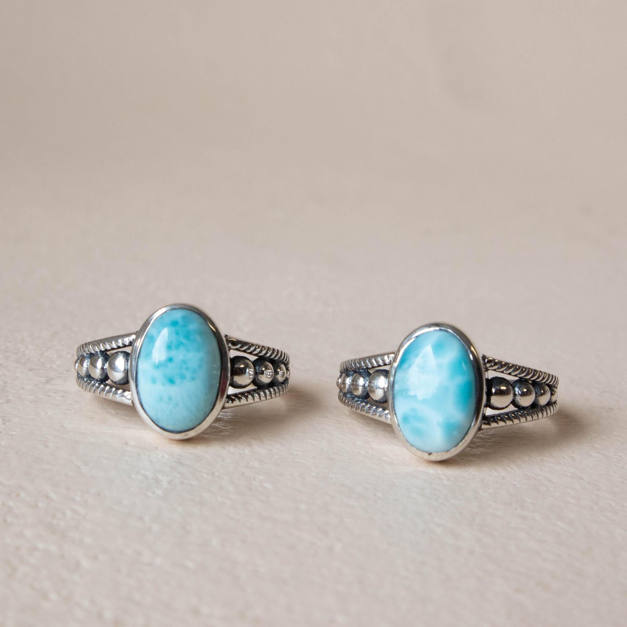 Sterling silver Larimar stone outlet ring