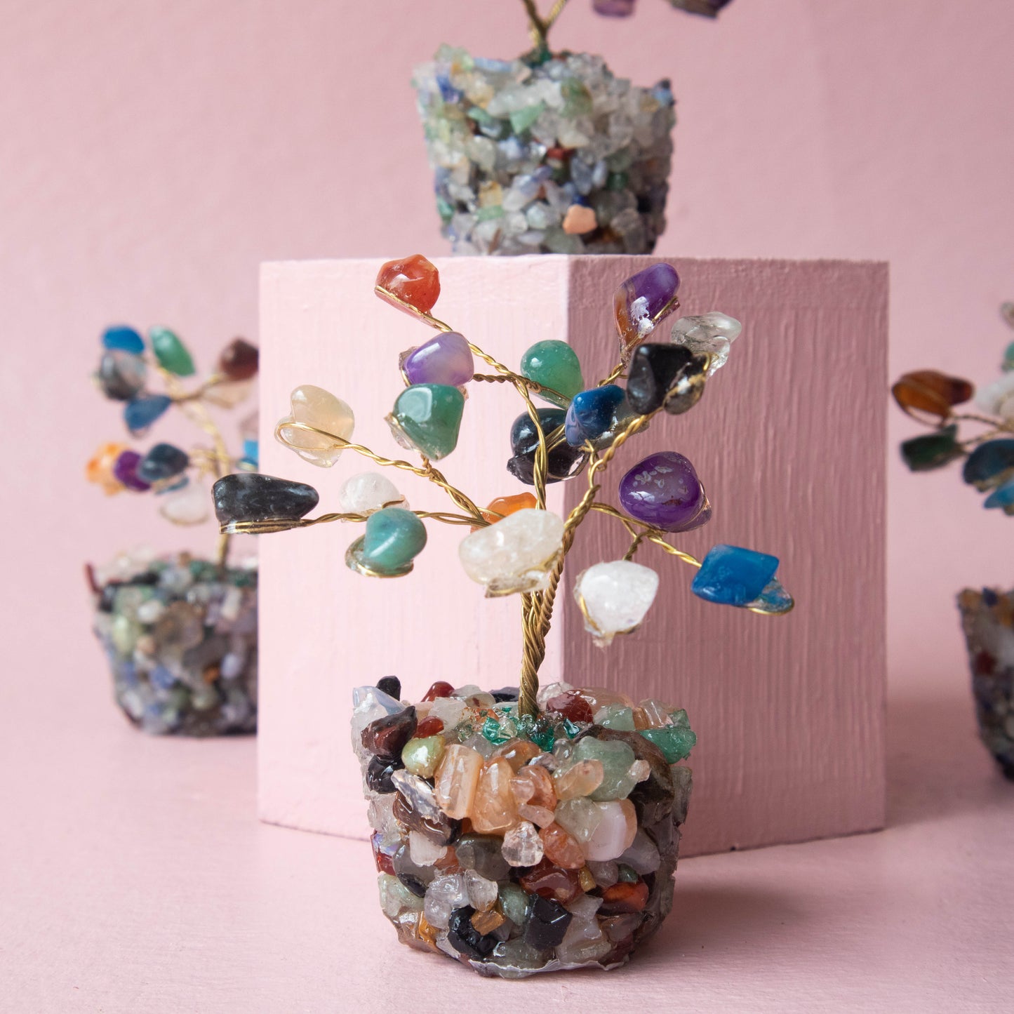 assorted gemstone tree, gemstone tree, crystal tree, mini tree, mini crystal tree, mini gemstone tree, crystal home decor, gemstone home decor