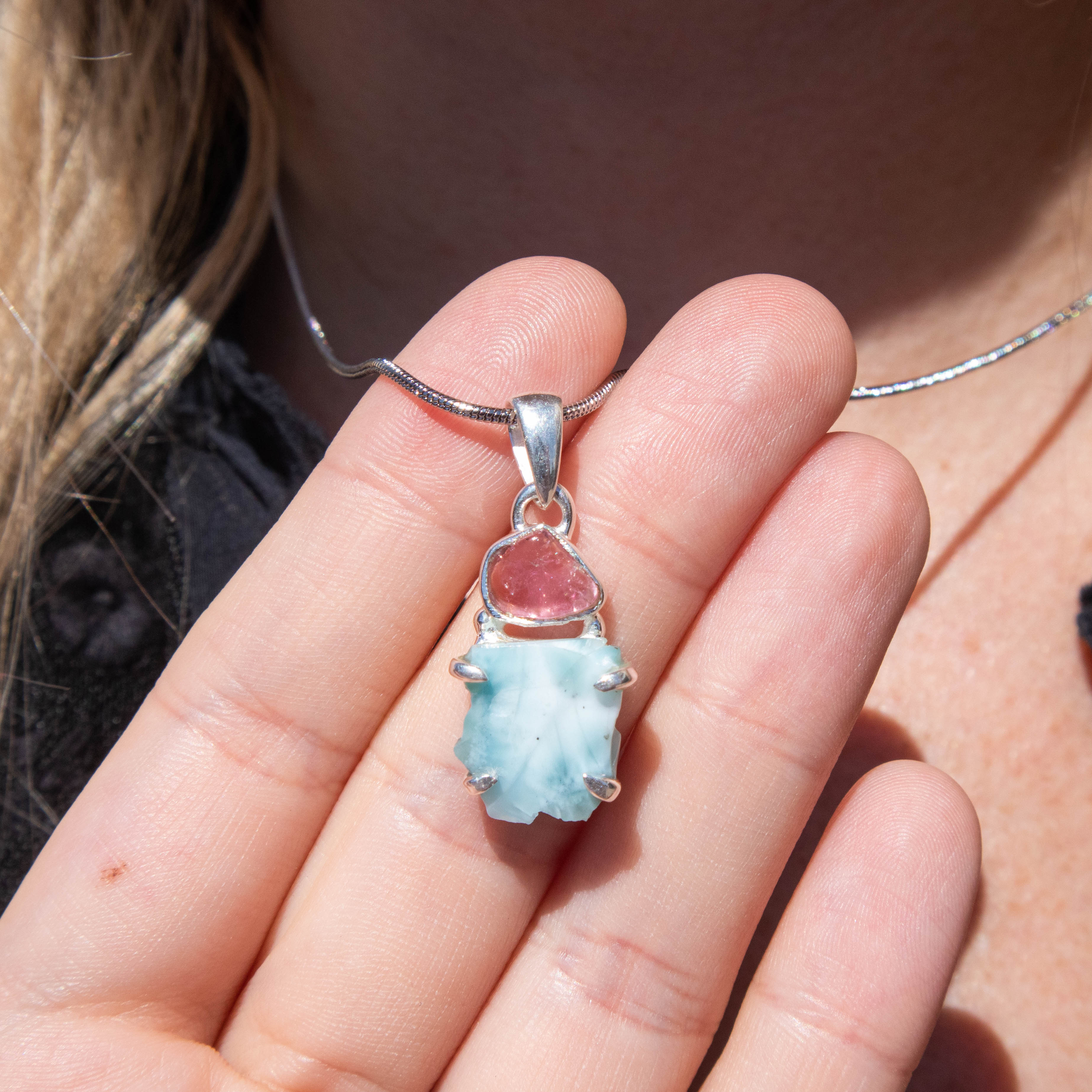 Larimar shops Necklace Single Stone On Leather Stone Larimar Jewelry