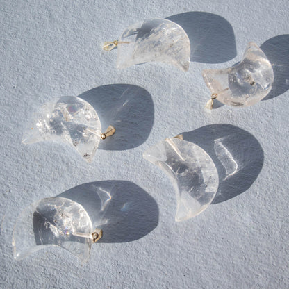 Clear Quartz Moon Pendant