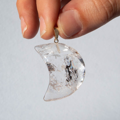 Clear Quartz Moon Pendant