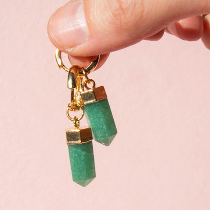 Green Aventurine Point Dangle Earrings