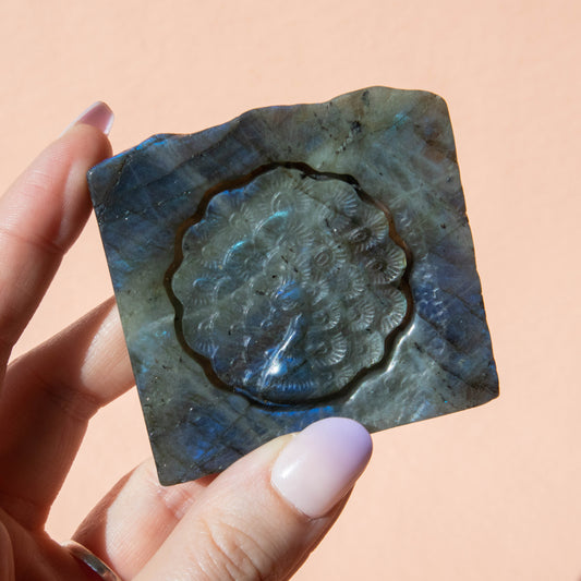 Labradorite Peacock Carving