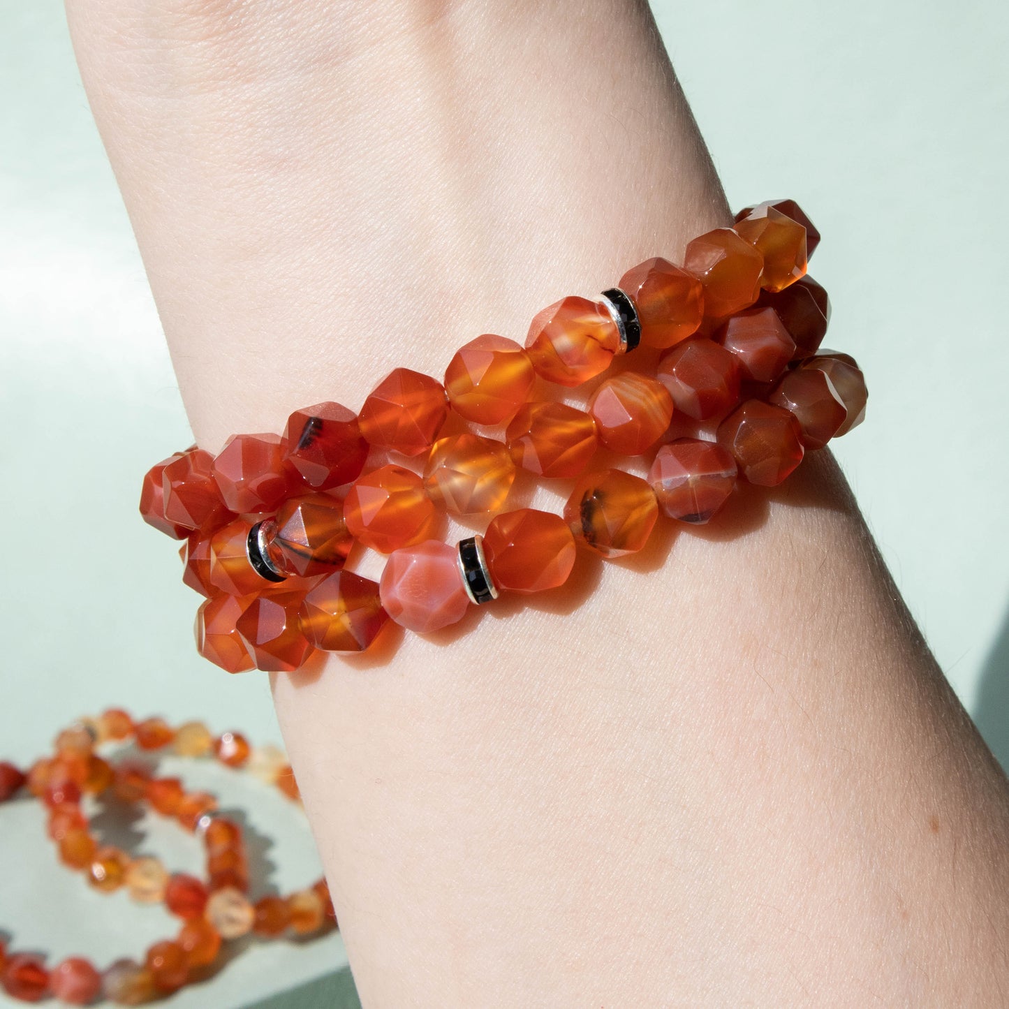 Carnelian Faceted Bead Bracelet