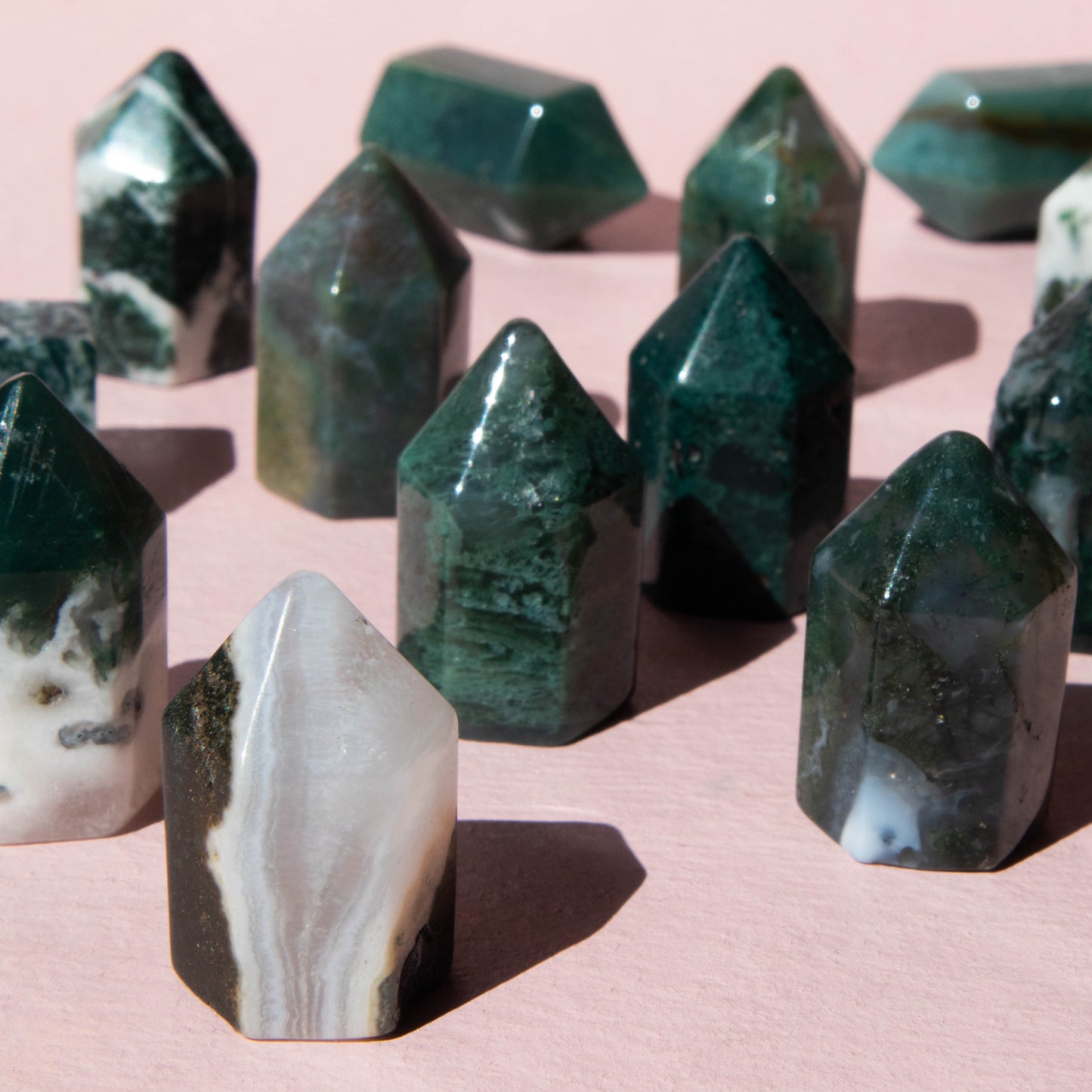 Moss Agate Mini Point 1"