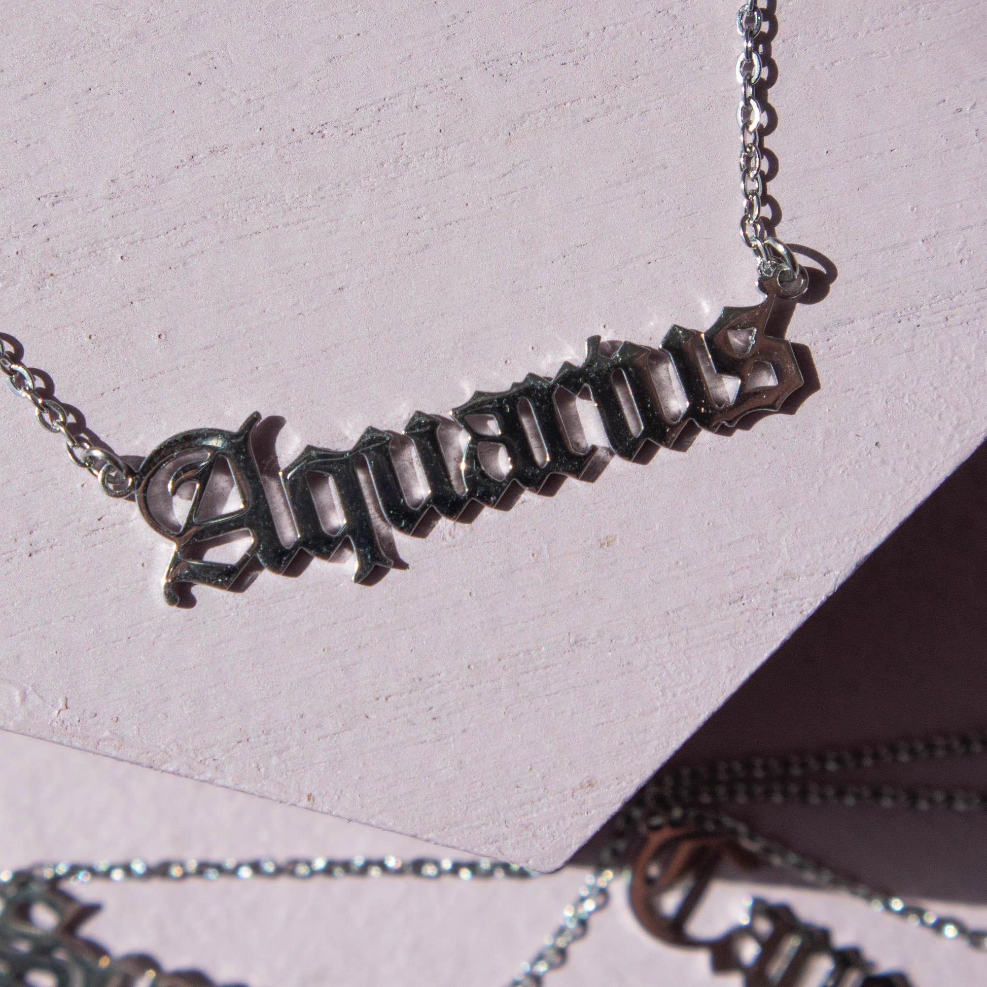 aquarius, aquarius necklace, aquarius jewelry, aquarius chain, aquarius zodiac, aquarius zodiac sign, zodiac jewelry, zodiac necklace, zodiac chain, zodiac script necklace