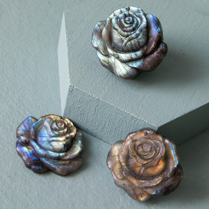 Labradorite Rose Carving
