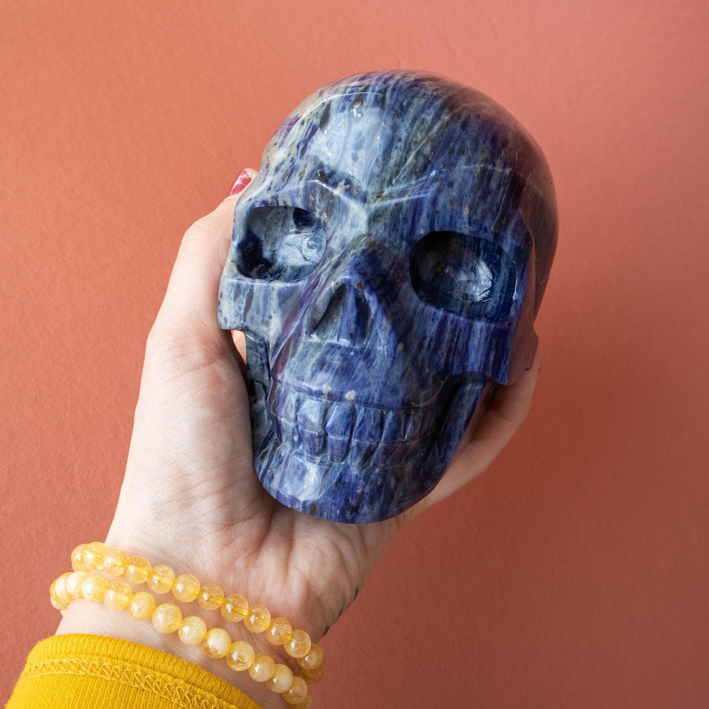 sodalite skull, sodalite crystal skull, sodalite, sodalite crystal, sodalite carving, sodalite metaphysical properties, sodalite meaning